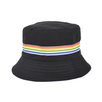 China 2704 New Hat Women's Rainbow Stripe Fisherman Hat Korean Bucket Hat for sale