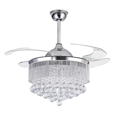 China Wholesale Modern Luxury Durable Living Room 42 Inch Crystal Chandelier With Fan Remote Control Light Amazon Hot Sale for sale