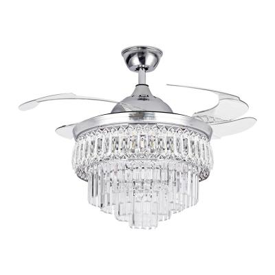 China Factory Wholesale Modern High Quality 42 Inch 3 Color Crystal Chandelier With Fan Remote Control Light for sale