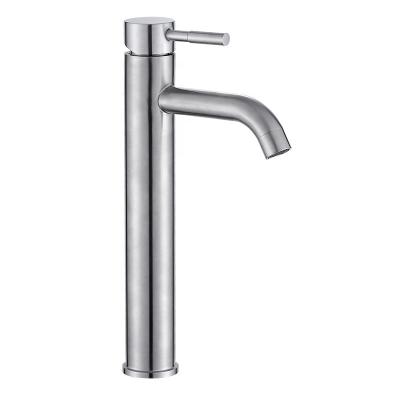 China Single Handle Bathroom Faucets Commercial Stainless Steel Vanity Faucet Metered Brushed Nickel Tall Bathroom Basin Faucets for sale