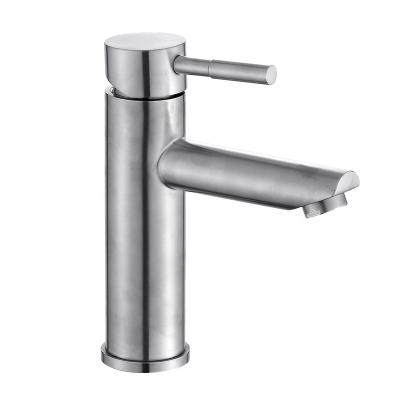 China Metered Faucets Brushed Nickel Bowl Vessel Sink Faucet 304 Stainless Steel Toilet Basin Single Level Mixer Tap for sale