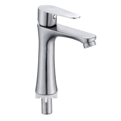 China Metered Faucets Deck Mounted Single Handle Cold Water Faucets Bathroom 304 Stainless Steel Basin Faucet Metered Faucet for sale