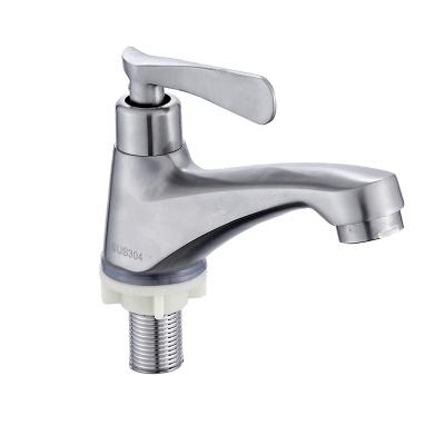 China Metered Faucets Deck Mounted Brushed Nickel Basin Cold Water Tap 304 Stainless Steel Cheap Bathroom Faucet For Cold Water for sale