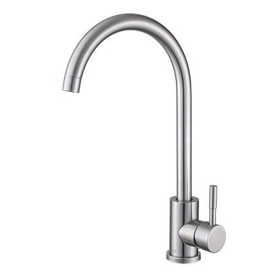 China Contemporary Cheap Single Handle Nickel Brushed Kitchen Mixer Tap Hot Cold 304 Stainless Steel Sink Faucet for sale