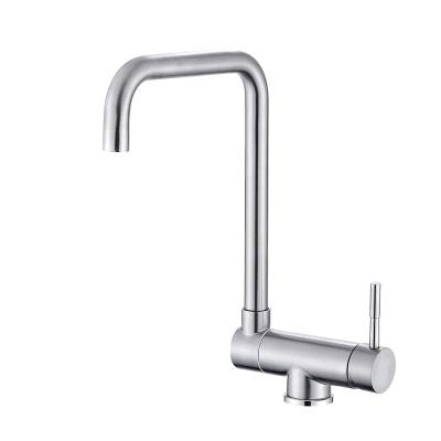 China Modern Single Level Kitchen Faucet 304 Stainless Steel Nickel Cold Water Mixer Tap Commercial Hot Brushed Sink Faucet for sale