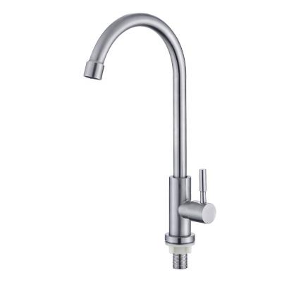 China Modern Sanitary Ware Brushed 304 Stainless Steel Cold Water Kitchen Sink Cock Faucet Cocina llave for sale