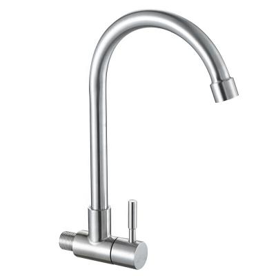 China Modern sanitary fittings brushed nickel kitchen faucet sus304 stainless steel wall mounted cold water kitchen faucets for sale