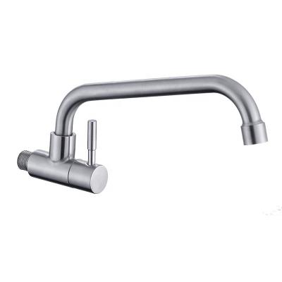 China Modern 360 Degree Swing Spout Cold Water Wall Mount 304 Stainless Steel Kitchen Cold Water Tap Faucet for sale