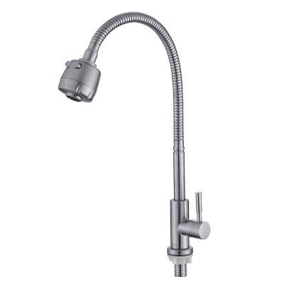 China Modern 2 Function Sprayer Cold Water Swept Deck Mount 304 Stainless Steel Kitchen Faucet Sink Cock for sale