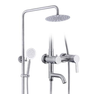 China Without Sliding Bar Nickel Brushed 8 Inch Rain Shower Set 3 Functions Stainless Steel Bathroom Shower Set 304 for sale