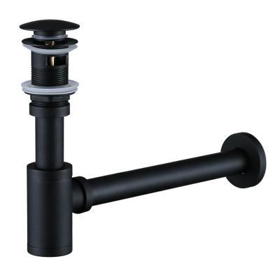 China Modern Bathroom Sanitary Ware Zinc Siphon Pump Drainer Matte Black Bottle Clips Waste Brass Basin Drain Click Pop Up Drain for sale