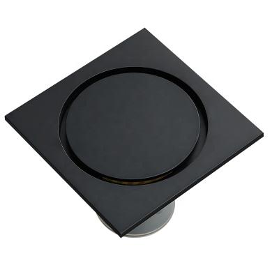 China 4 Inch Durable Brass Square Anti-Smell Bathroom Shower Drain Matte Black Floor Drain for sale