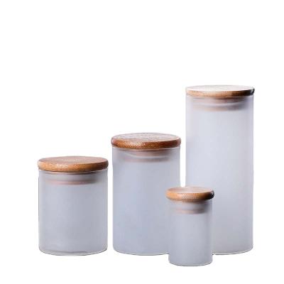 China 6oz/180ml High Stocked Storage Glass Jar Borosilicate Frosted Glass Jars With Bamboo Wood Lid for sale