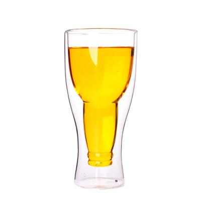 China New classic/postmodern hot sale clear glass mug 350ml double wall pyrex beer mug beer glass mug for sale