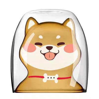 China Dog Viable Animal Heat Resistant Glass Mug Custom Drinking Coffee Mug for sale