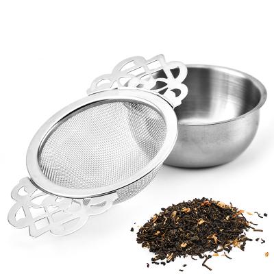 China New Design Sustainable 304 Mesh Stainless Steel Double Extra-Fine Tea Strainers For Loose Tea for sale