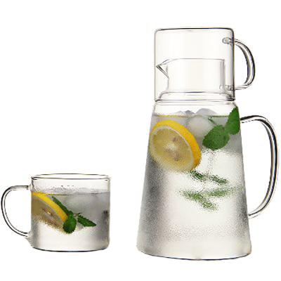 China New Design 1200ml Viable Water Jug Water Carafe Glass Drinking Water Jar With Glass Cup Lid for sale