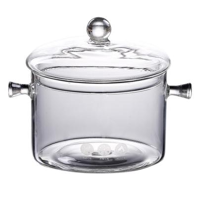 China Factory Direct Supply Viable 1.3L 1.5L 2.0L 2.5L 5.5L Borosilicate Glass Heat Resistant Thickened Clear Glass Cooking Pot With Cover for sale