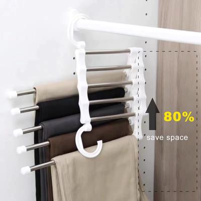 China CLASSIC Multifunctional Magic Folding Pants Hangers Saving Space Non-slip Organizer Layered Pants Clothes Rack For Pants Scarf for sale