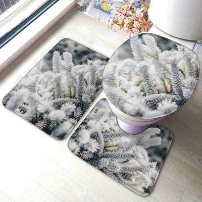 China 50set Polyester OEM Xmas Santa Claus Toilet Christmas 2022 Absorb Carpet 3 Pieces Non Slip Carpet Set Bathroom Covers for sale