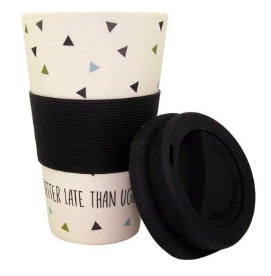 China Sustainable Reusable Coffee Mug Travel Mug Eco - Friendly Bamboo Fiber Silicone Lid for sale