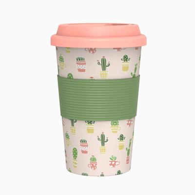 China Sustainable 100% natural biodegradable custom eco friendly keep takeaway wholesale bamboo fiber reusable coffee cup to match with bamboo lid for sale