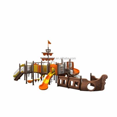 China Outdoor Kindergarten Malls Amusementpirate Boat Oriented Water Park Plastic Slide with Fitness Equipment and Swing Funtion for sale