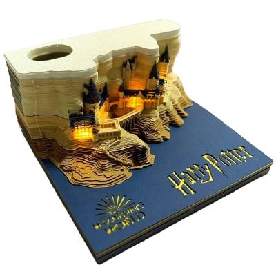 China Sheets Sweetmade Dreambox Movie Building Hogwarts Castle Block Famous Mobile Harry Potter Magic Memo Pad for sale