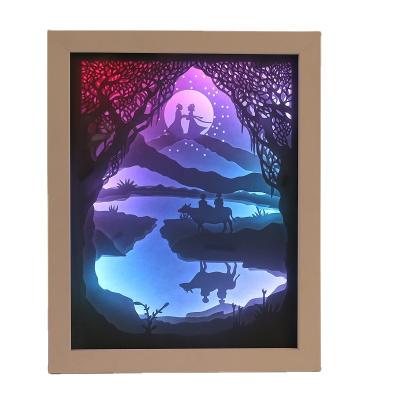 China Led 3D Shadow Box Night Light Lamp Papercut Light Box Gift Recyclable Paper Frame for sale