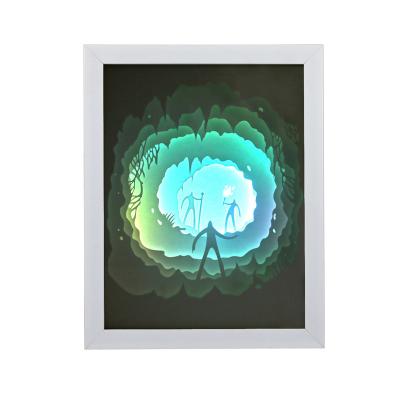 China Recyclable Papercut 3D Light Boxes Shadow Box Led Decorative Night Light Lamp Mood Light for Kids and Adults for sale