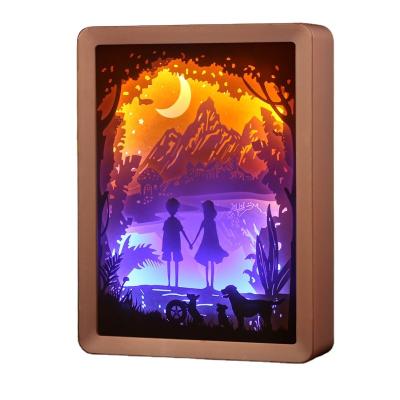 China Festival hot selling materials shadow box frame paper cut rubber light box for holiday gifting for sale