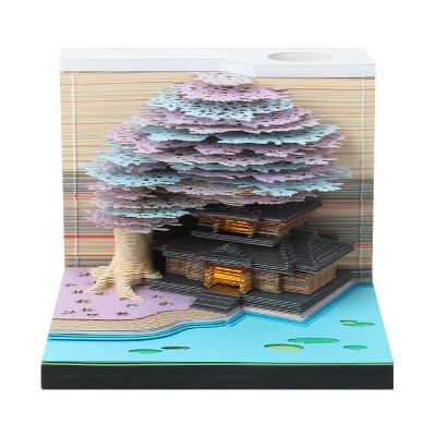 China China Sweetmade Customizable Exquisite Gift Handmade Paper-Cut 3D Art Memo Pad for Office for sale