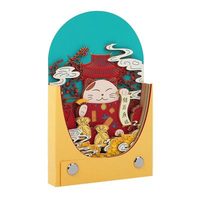 China New Year's Lucky Cat Mini 3d Luxury Manuscript Loose-leaf Cushion Series Pasted Art Deco Paper Crafts for sale