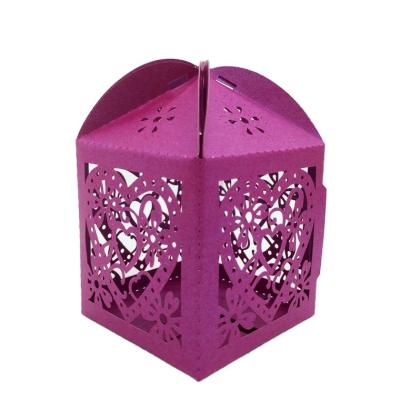 China Europe laser cut pearl candy matte metallic paper box lovely wedding candy box for christmas or wedding for sale