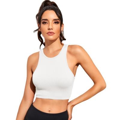 China Sports Running Sexy Sleeveless Fitness Yoga Vest Women Ribbed Knitting Crop Tops Tank Tops for sale