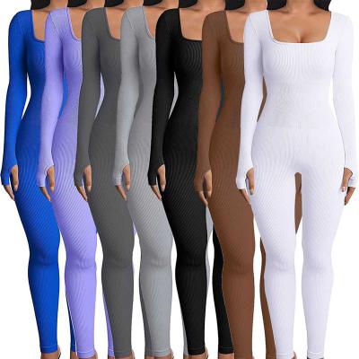 China Breathable Seamless Yoga Jumpsuit Sports Tight Long Sleeve Fitness One Piece Yoga Clothes for sale