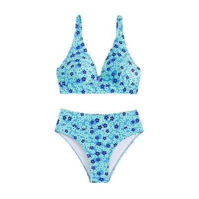 China Plus Size Customized Swimsuit Women OEM Swimsuit Hot Sale Custom Print Swimming Suits Backless Two Piece Bikini for sale