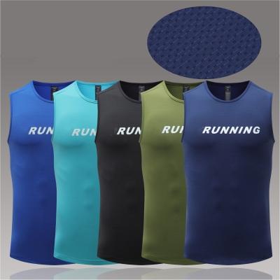 China Breathable Muscle Vest Gym Workout Shirts Men's Polyester Bodybuilding Training Sleeveless Tank Top for sale