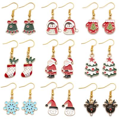 China 9pcs/bag Fashionable Christmas Earring Alloy Earring Christmas Jewelry for sale