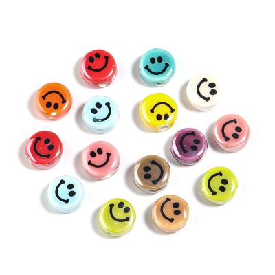 China DIY Jewelry Making Wholesale Smiley Beads Ceramic Flat Beads Colorful For DIY Jewelry Making for sale