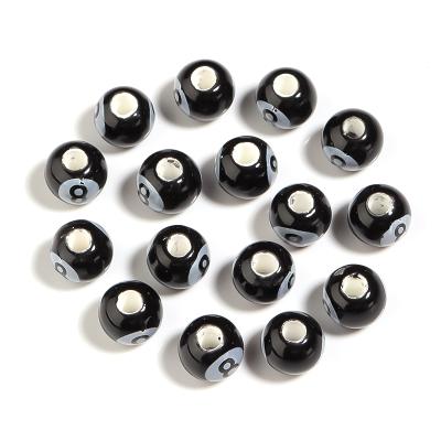 China DIY Jewelry Making Wholesale Ceramic Beads Black 8 Beads Pool Ball Eight Bead Billiards Beads For DIY Jewelry Making for sale