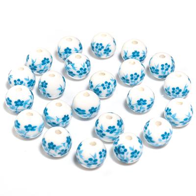 China DIY Jewelry Making New Arrival Blue And White Porcelain Beads Flower Ceramic Beads For DIY Bracelet Necklace Jewelry Making for sale