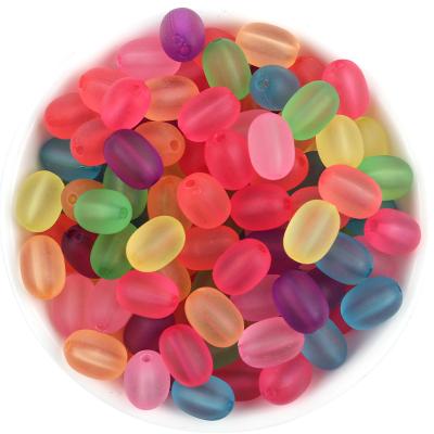 China DIY Jewelry Making Wholesale 100pcs Matte Beads Acrylic Colorful Beads Oval For DIY Bracelet Necklace Jewelry Making for sale