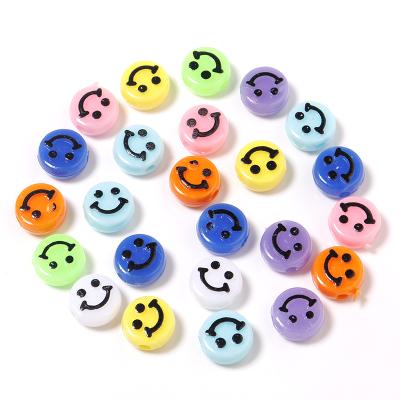 China DIY Jewelry Making Wholesale 100pcs Colorful Acrylic Flat Beads For DIY Bracelet Necklace Jewelry Making for sale