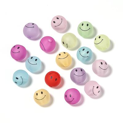 China New Arrival Fashionable Matte Smiley Beads Acrylic Beads for DIY Bracelet Necklace Jewelry Making for sale