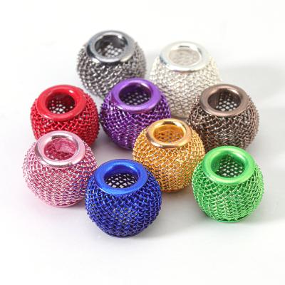 China 10pcs/bag METALS Round Mesh Beads Mixed Colors Metal Beads for DIY Jewelry Making for sale