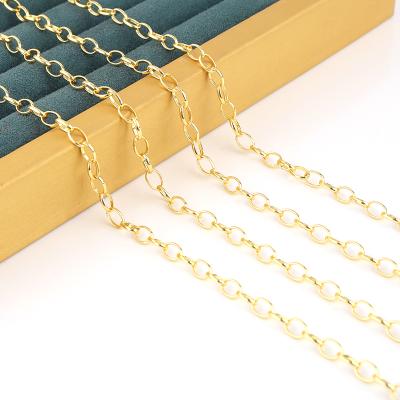 China Hot Sale Fashion Paper Clip Gold Chain Embossing Brass O Chain Chain For Jewelry Making for sale