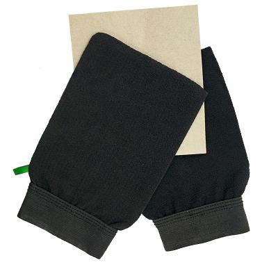 China EXFOLIATE Bath Pure Black Deep Cleansing Pure Silk Exfoliating Glove for sale