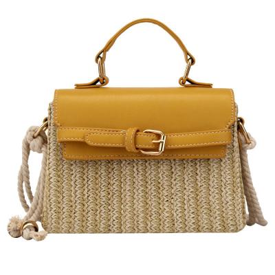 China Other High Quality Women's Square Simple Handbag Shoulder Straw Handbag Woven Clutch Bag for sale