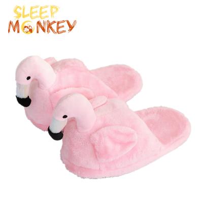 China Warm Cartoon Animal Flamingos Pink Fluffy Slippers For Women Home Indoor Ladies Female Slippers Shoes  Bedroom Slippers New for sale